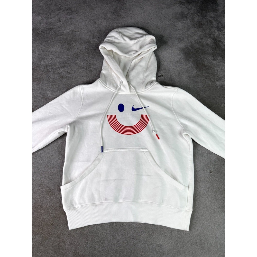 Nike Team USA Solo Swoosh Hoodie Mens Medium White French Terry Cotton Pullover